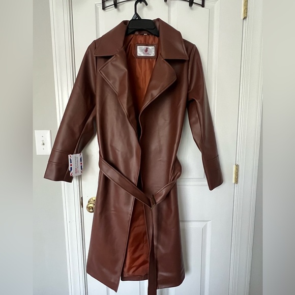 The Leather Gems- Brown lined leather trench coat made of real sheepskin leather - Picture 1 of 4